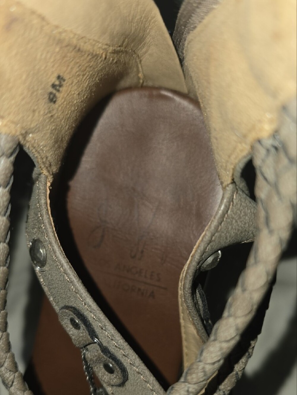Braided Strappy Flat Sandal in Light Grey - Picture 8 of 8